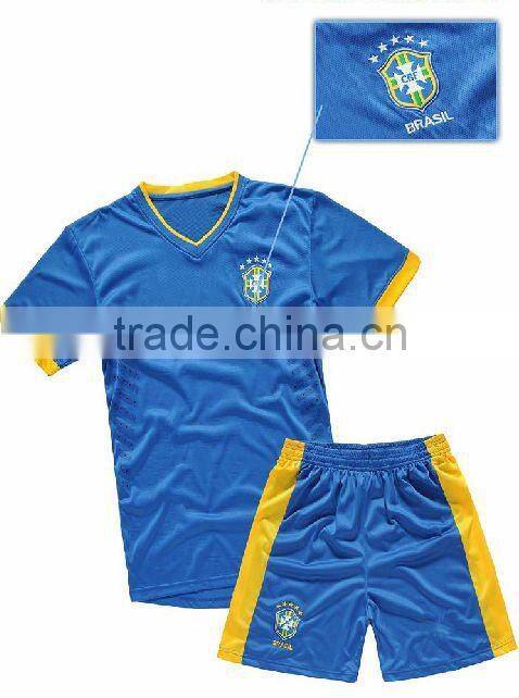 Custom embroidered sports wear Brazil football shirt soccer jersey set uniform