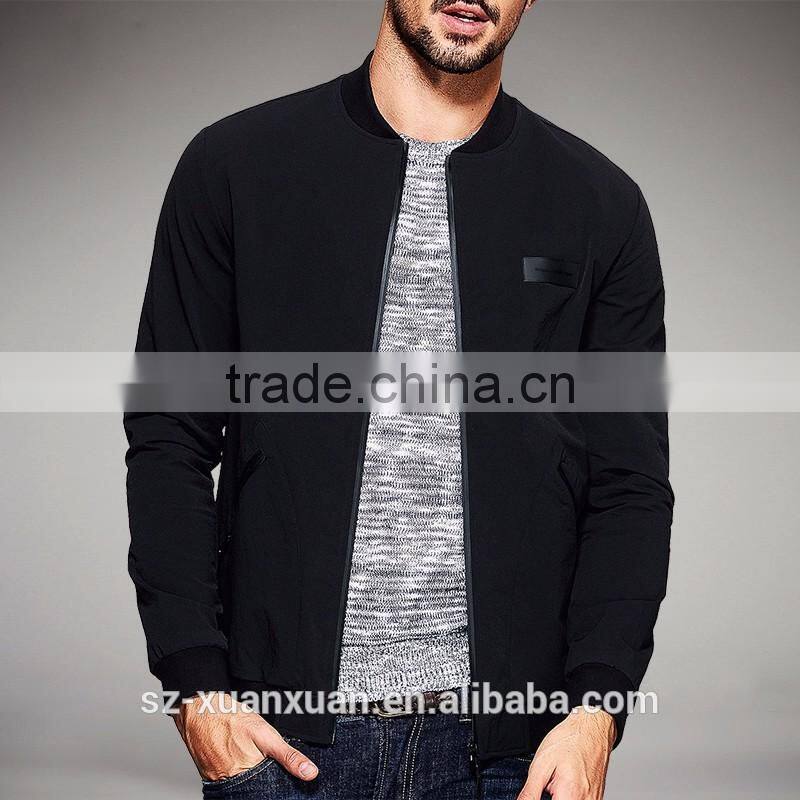 Wholesale casual jacket black slim ployester jacket for men