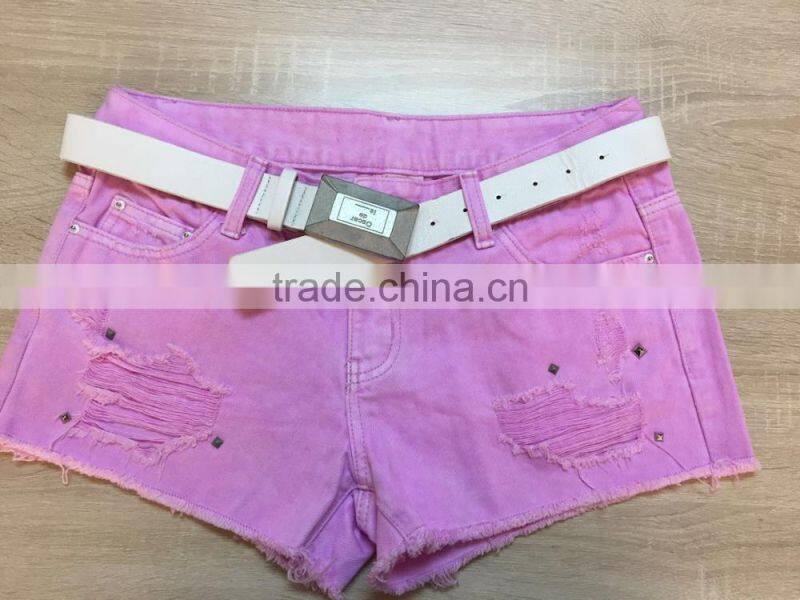 GZY New Model Pink Girl 's Short Jeans Stock 2017