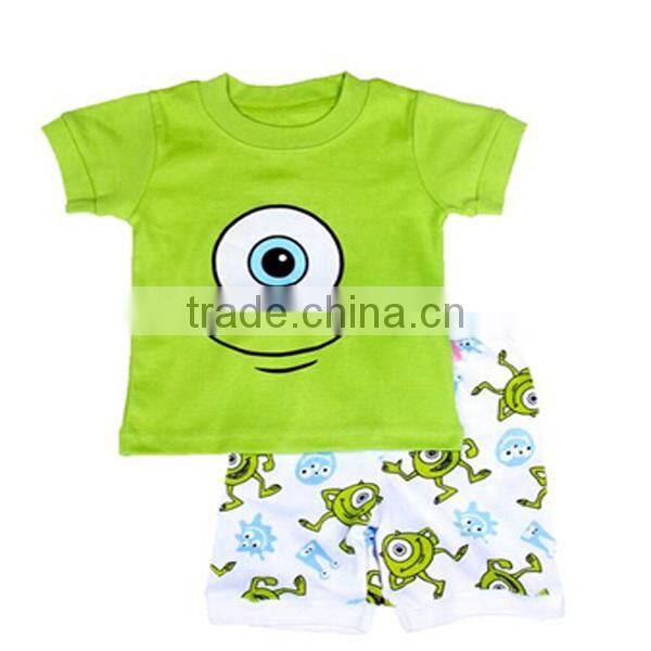 Big Eyes printed baby boys Short 2 Piece Pajama set