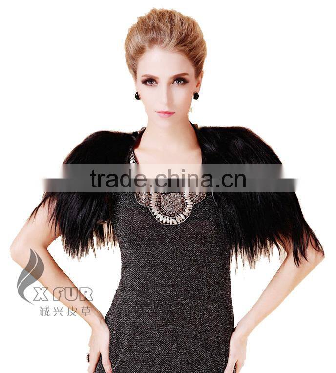 CX-B-19 Hot Sale Fashion Lady Women Mongolian Lamb Fur Shawl For Evening Dress