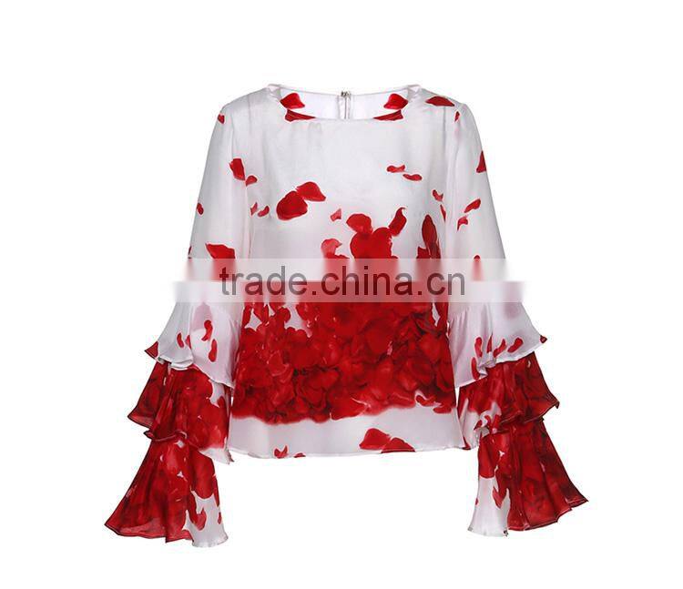 Maxnegio computer shirt print machine ruffle long sleeve woman casual shirt