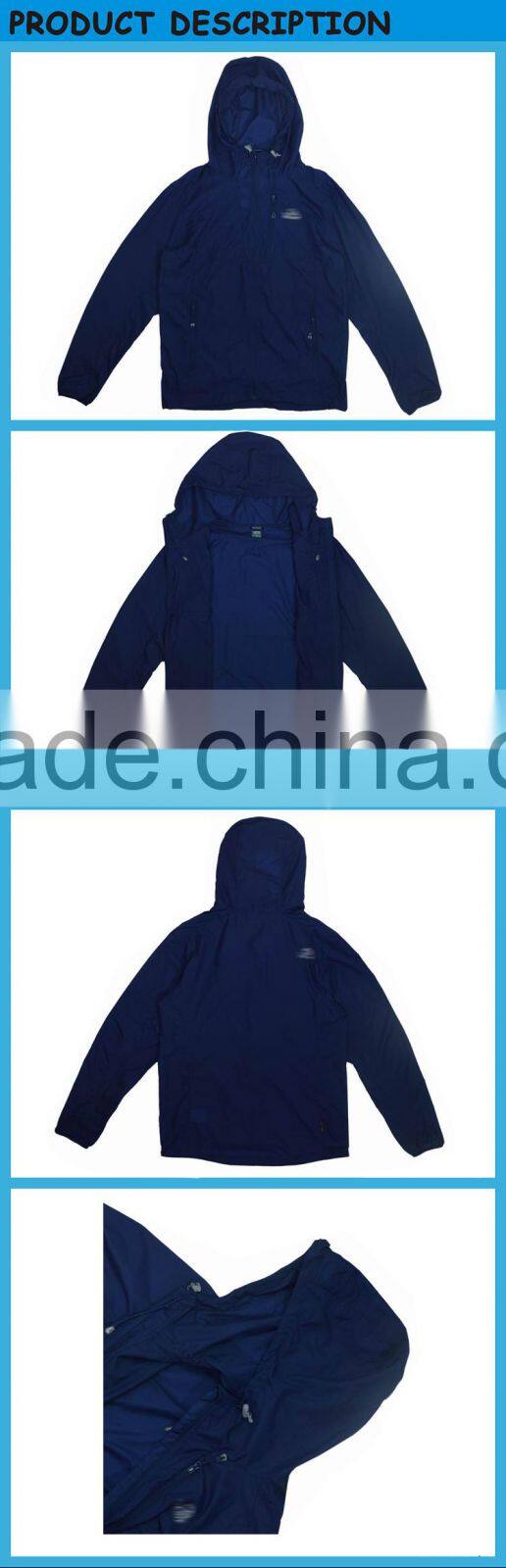 Navy Blue Light Portable Spring Parka Jacket Men