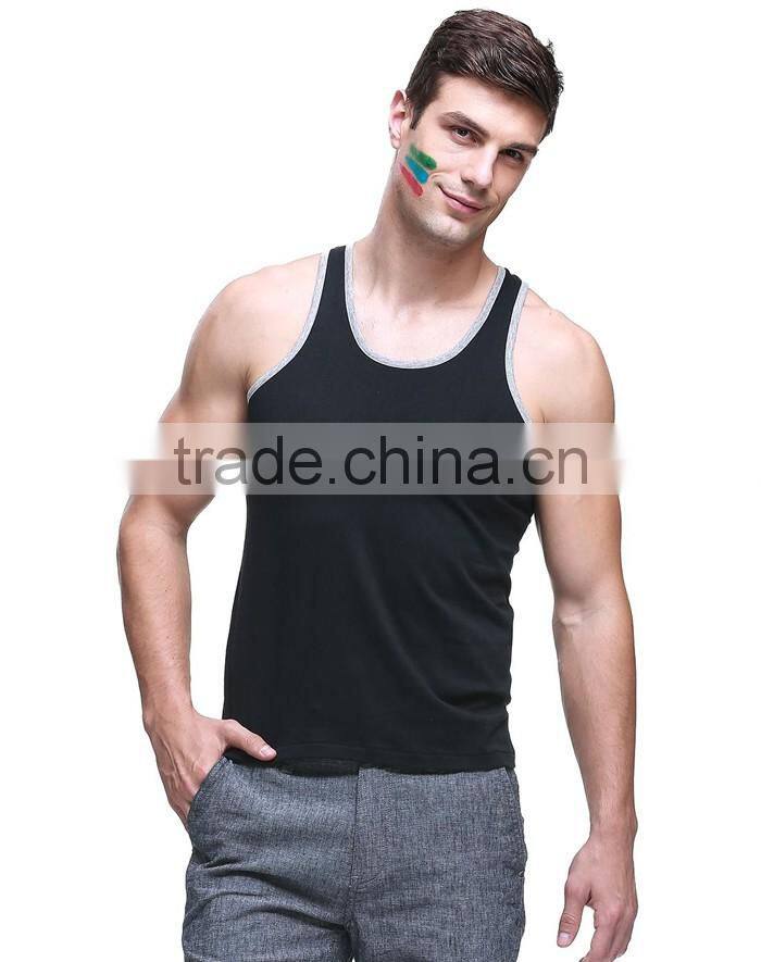 Stretch comfortable black plain sport tank tops