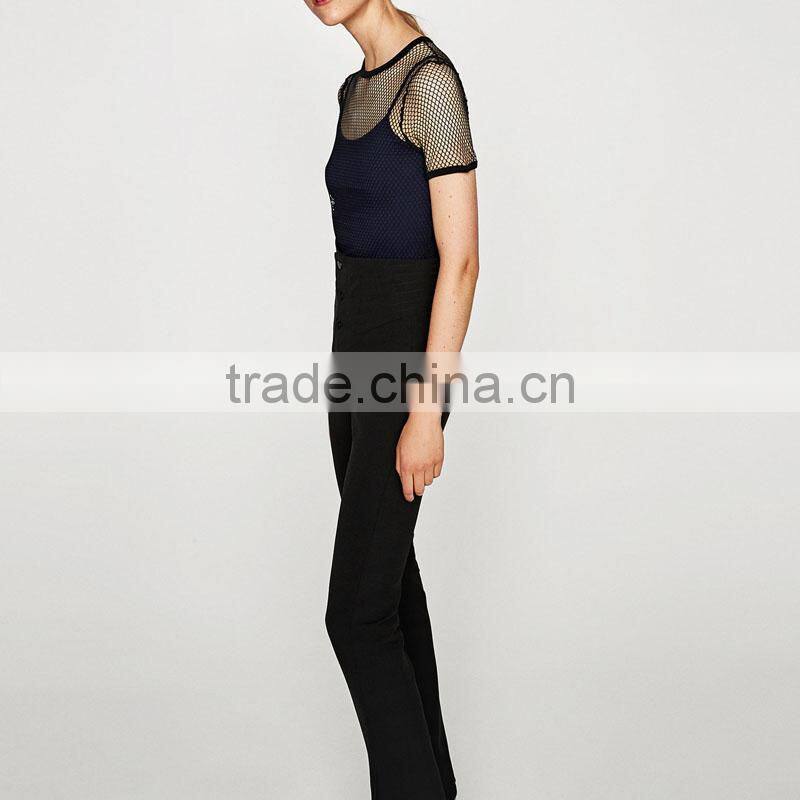 Wholesale Women Custom Top Casual Woman Mesh Short Sleeve knitted T-Shirt China Supplier