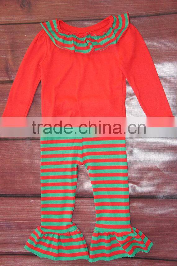Wholesale Children's Boutique Clothing Christmas Baby Girls Ruffled Christmas Outfits