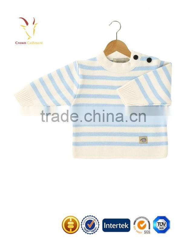 2016 New Fashion Crew Neck Knit Baby Sweater Baby Cashmere Sweater with Striped