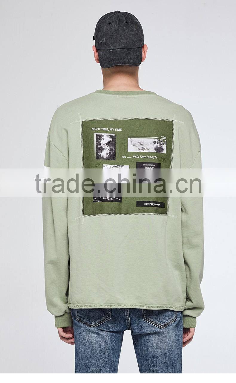 Printing High Quality Custom 100 cotton sweatshirts wholesale Crew Neck french terry sweatshirt