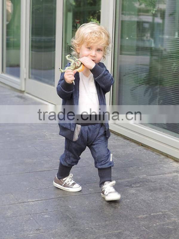 wholesale children's boutique clothing high quality children clothes custom baby boy blue zipped hoodies