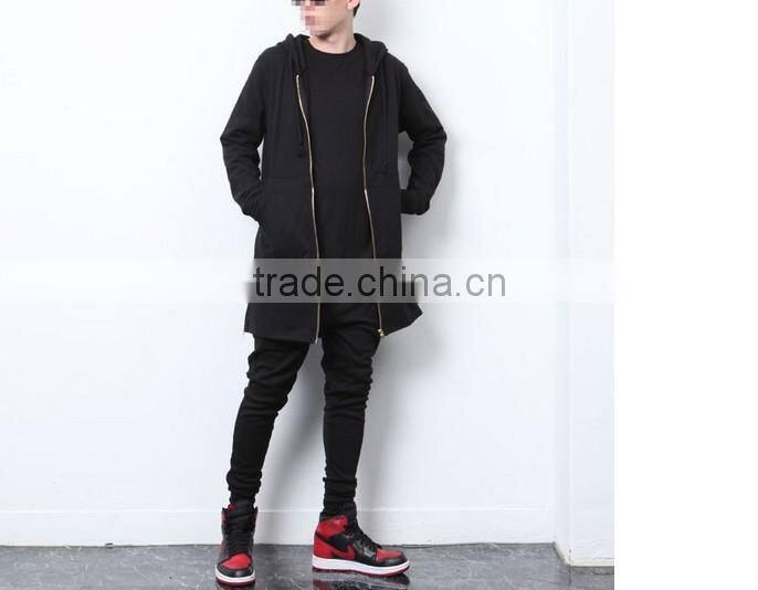 Long Black/White Side Zipper Man Hiphop Sweatshirt big and tall Hoodies