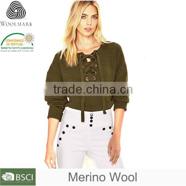 Women sweater wholesale cotton V-neck sweater