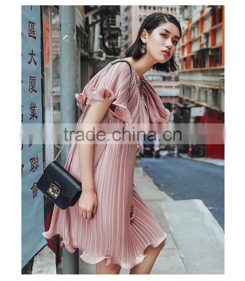 Dresses 2017 summer style sweet one off shoulder pleated elegant wedding favors chiffon dress