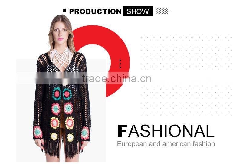 Wholesale poncho patterns knitting color combination womens cardigan sweater from shantou