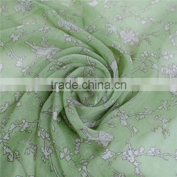 Voile Scarves & Wraps Rectangle White & Green Animal Lady Scarf