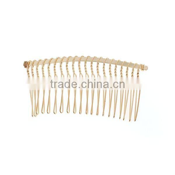 High Quality Cheap Personalized Rectangle Gold Plated Iron Based Alloy Bulk Hair Clips Comb