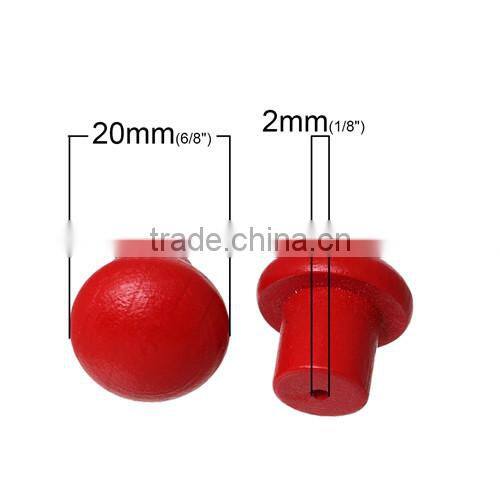 Red Mushroom Wood Jewelry Case Box Drawer Pull Handle Knobs 20mmx20mm