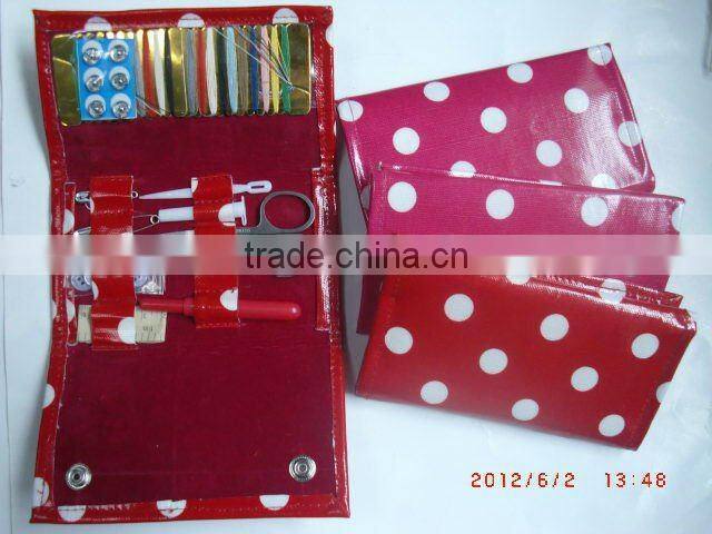 red polka dot sewing kit