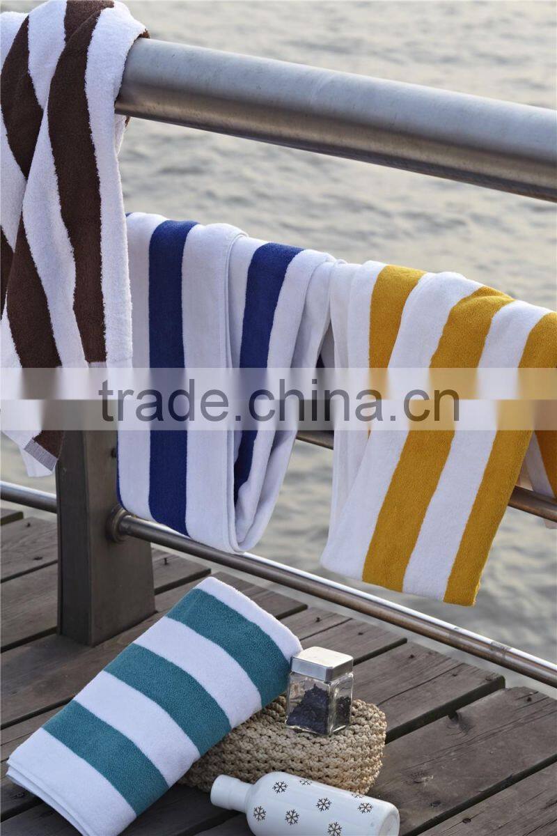 Hot Sell White And Blue Cotton Stripe Custom Beach Towel