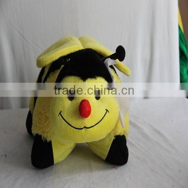 cutom plush pillow bee stuffed plush animal toy pillow yellow
