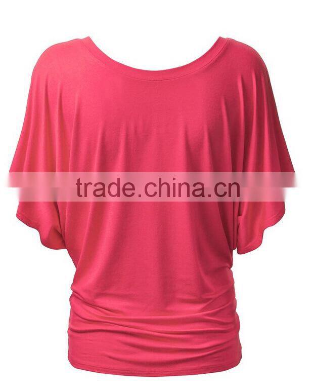 women shirt summer short batwing sleeve solid female tops S6310012