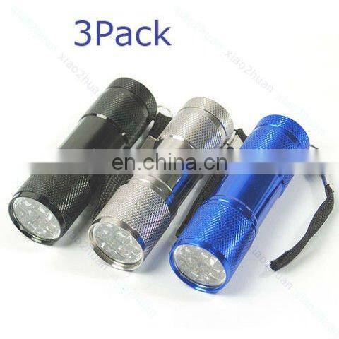 9LED mini logo led outdoor flashlight(AAA batteries changeable,tail switch,laser logo,CE,RoHS approval)