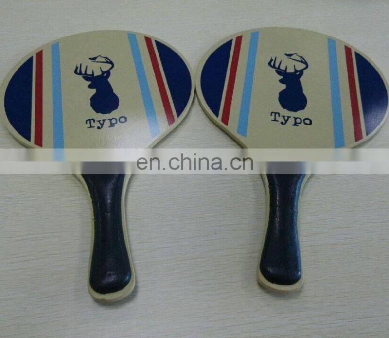 Promotional with customized logo print wooden beach racket for sports Beach racket ball game set