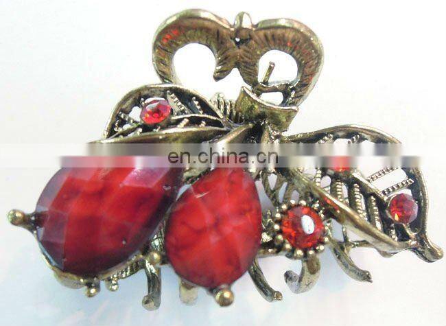 New Arrival Red Crystal Rhinestone Peacock Claw Hairpin