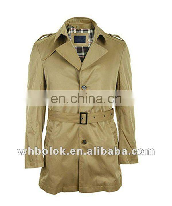 Factory wuhan wholesale men's cotton polyester long coat with belt