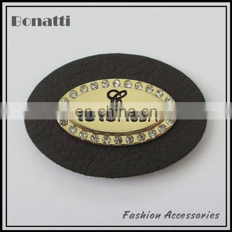 2013 hot clothing metal label with leather base