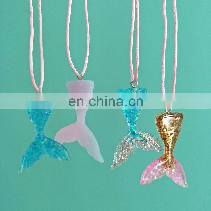 birthday party favor kids fairy gift mermaid pendant tail necklace