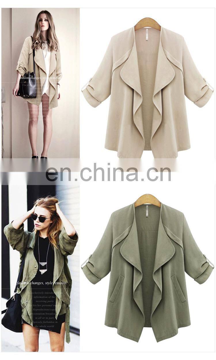 autumn 2017 collection fashion khaki irregular design thin coat classic wonem's coat