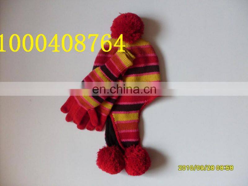 girl and boy fashion knitted hat and scarf set high quality