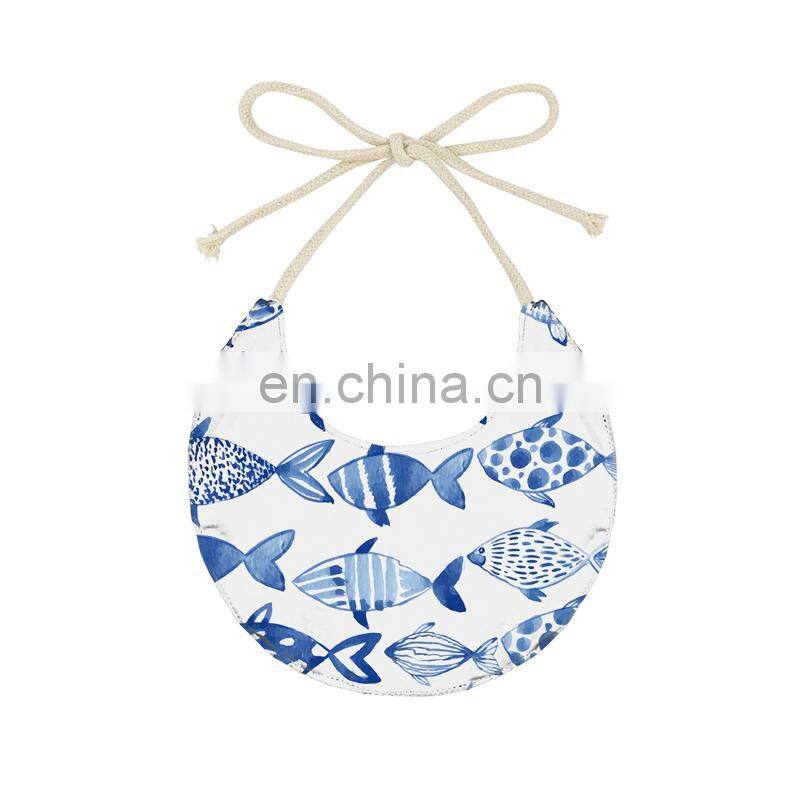 Cute cat footprints soft round shape double side toddler baby bandana drool bibs