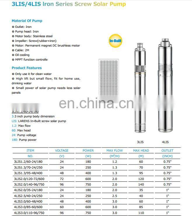 In-Built 3LIS Solar deep well Pumps for agriculture system