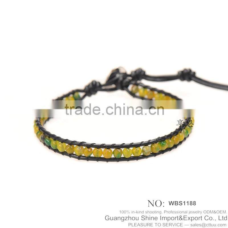 Purple lava bead bracelet leather XE09-0064