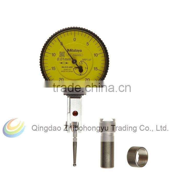 Mitutoyo 513-426E Dial Test Indicator, Basic Set, Horizontal Type, 8mm Stem Dia., Yellow Dial, 0-25-0 Reading, 40mm Dial Dia.