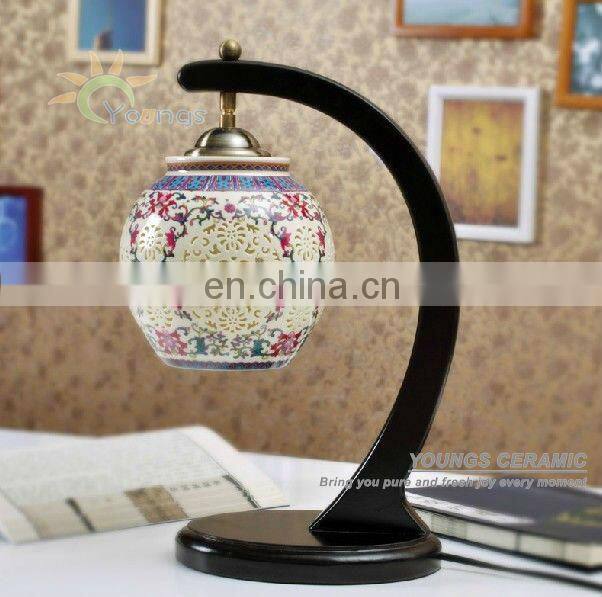 Special china famille rose porcelain hotel bedside table lamps