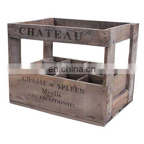 vintage style wooden whisky wine crate box - 12 bottle holder