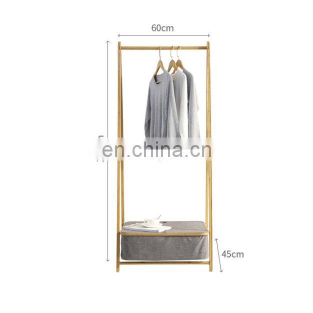 Eco-friendly Bamboo storage stand rack Hat Coat Hanger Rack with cloth Storage box