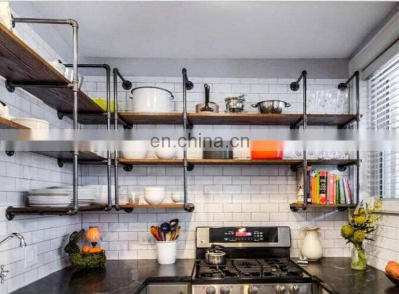 Wall Mounted Industrial Black 5 Tier Pipe Bookshelf Bracket