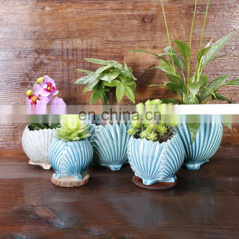 Genuine Chinese Antique White And Blue Sea Snail Flower Pots Small Size