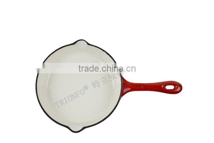 Two pot mouth Lightening red storing cast iron non-stick frying pan