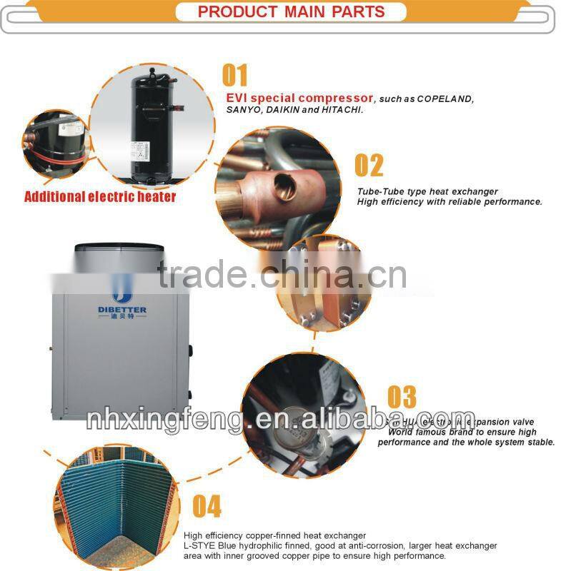 EVI Air to Water Heat Pump for Low Temp. -25degree,12kw