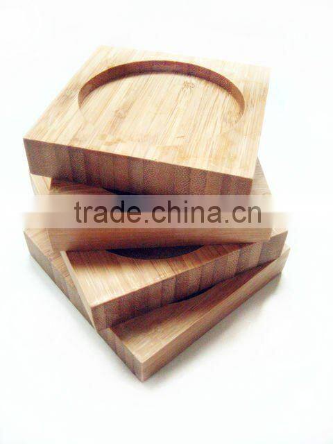Durability 4 pieces bamboo coasters set 001