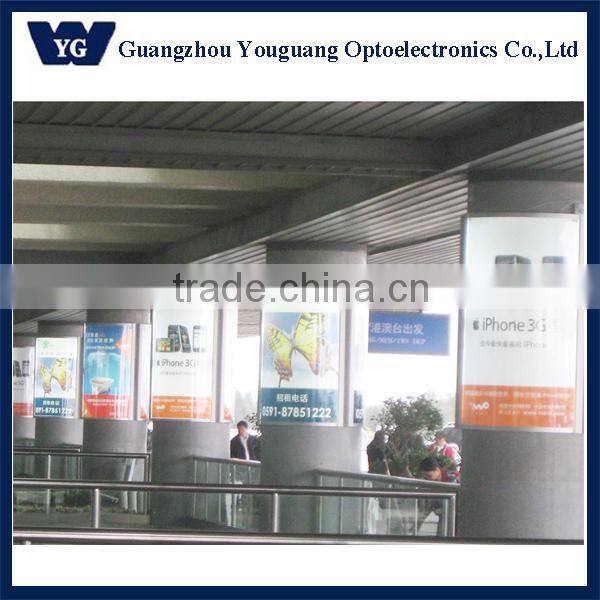 Curved-front illuminated poster display case with snap profiles, convex led poster holders
