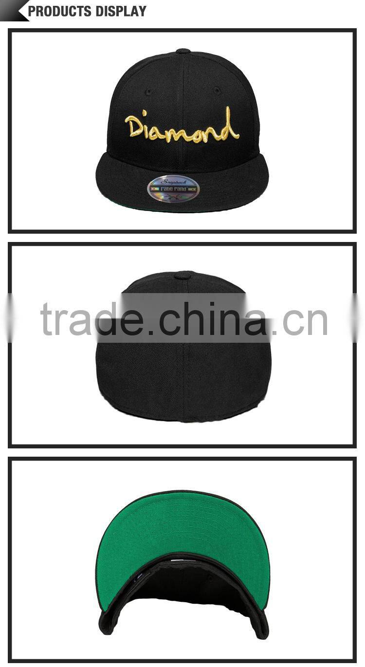 2015 new fashion Custom Design 6 Panels plain blank snapback hats