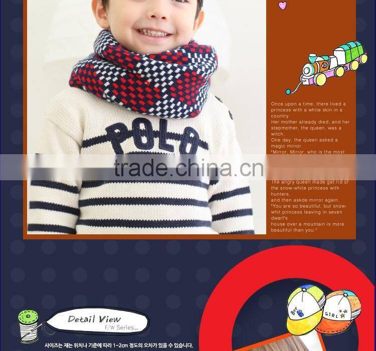 Small Plaid Pattern Unisex Boys Girls Acrylic Knitted Winter Circle Loop Scarf