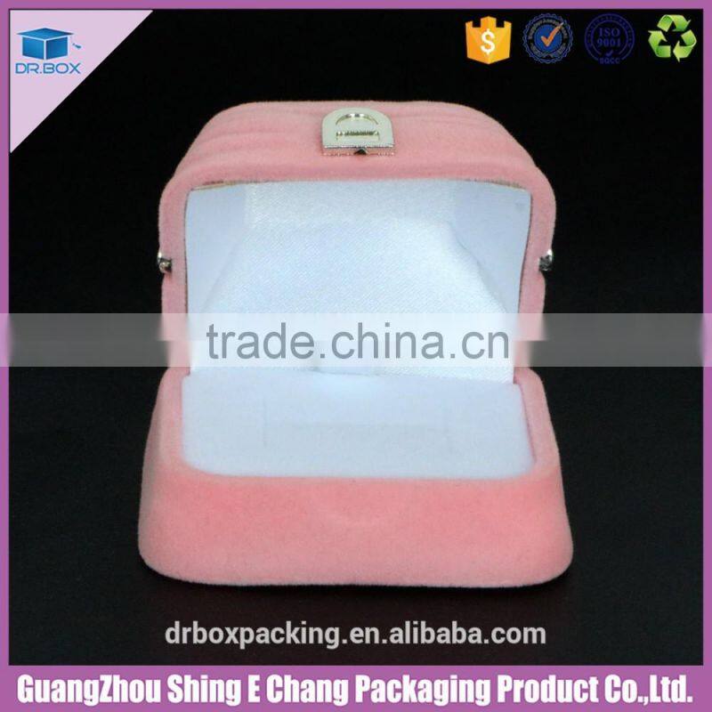 Beautiful creative velvet surface paperboard jewelry box crown shape ring box