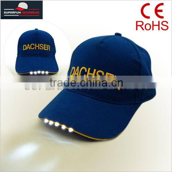 embroidery customized logo cotton LED caps