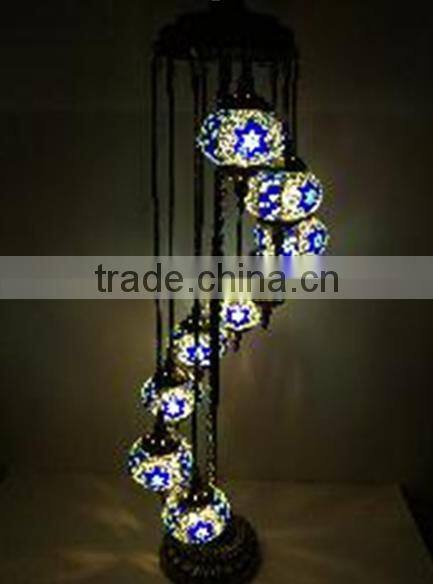High Quality Stained Glass &Plating Iron Kitchen Bar Light Restaurant Home Decoration Multicolor Classic Floor Lamp RT-FC9M01